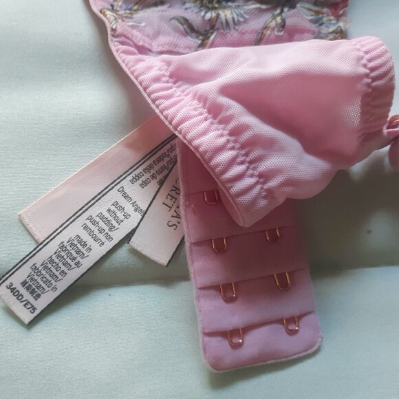 Victoria's‎ Secret dream angels Bra Sz 34DD Pink Floral Embroidered - Picture 3 of 3
